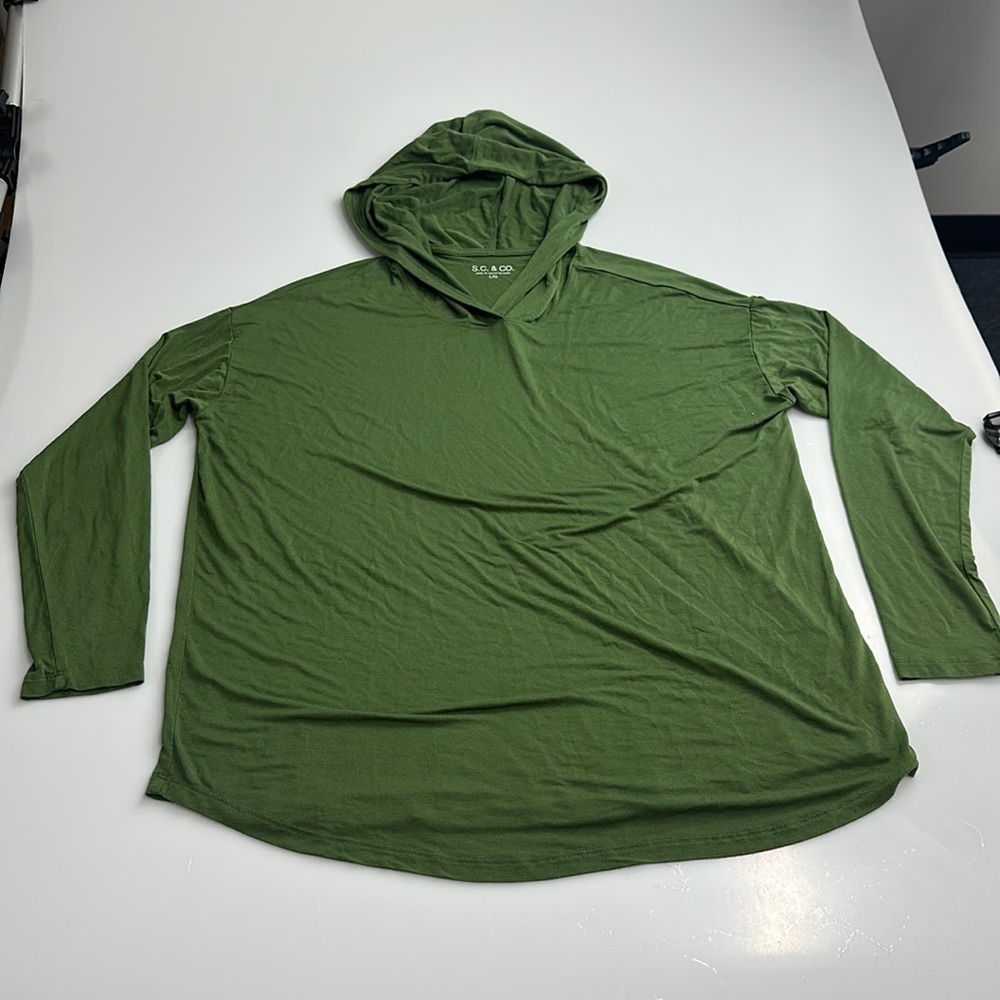 S.C. & CO. Women's Hooded Sweater Long Sleeve Pullover Green S18-27